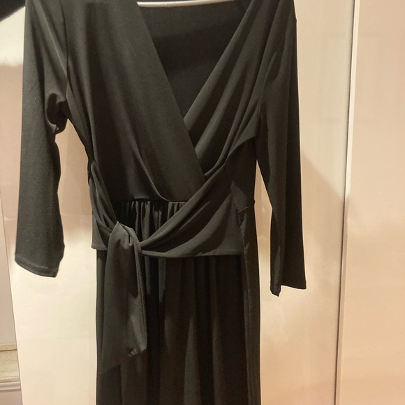 Black Faux Wrap Dress - like new - Picture 2 of 4